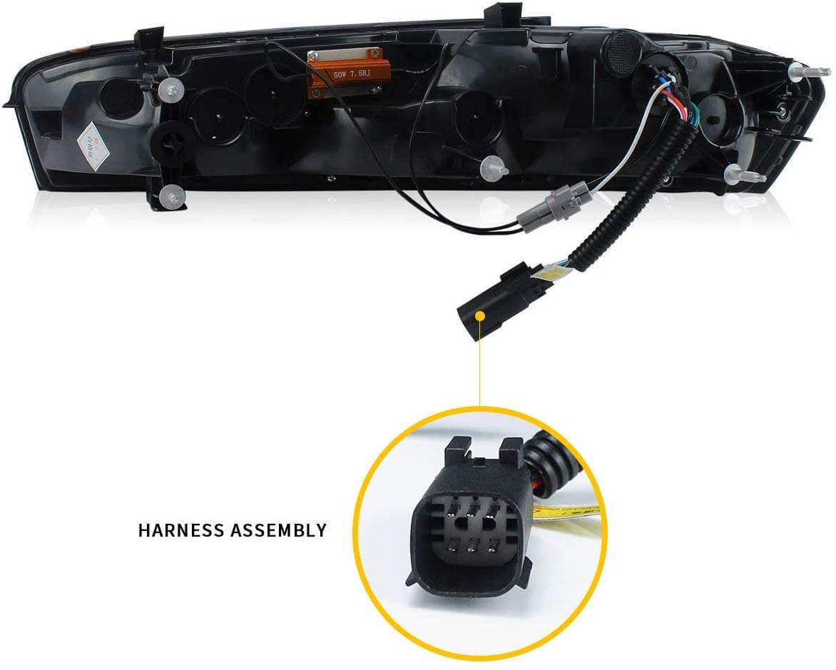 LED TAIL LIGHTS for CHEVROLET CAMARO 2016 - 2018  Set includes:  Tail Lights Features:  Lens color: red clear smoked Parking light: LED (red) Brake light: LED (red) Reverse light: LED (diamond-white) Turn signals: sequential indicator (Amber) Full LED tail lights, no need bulbs