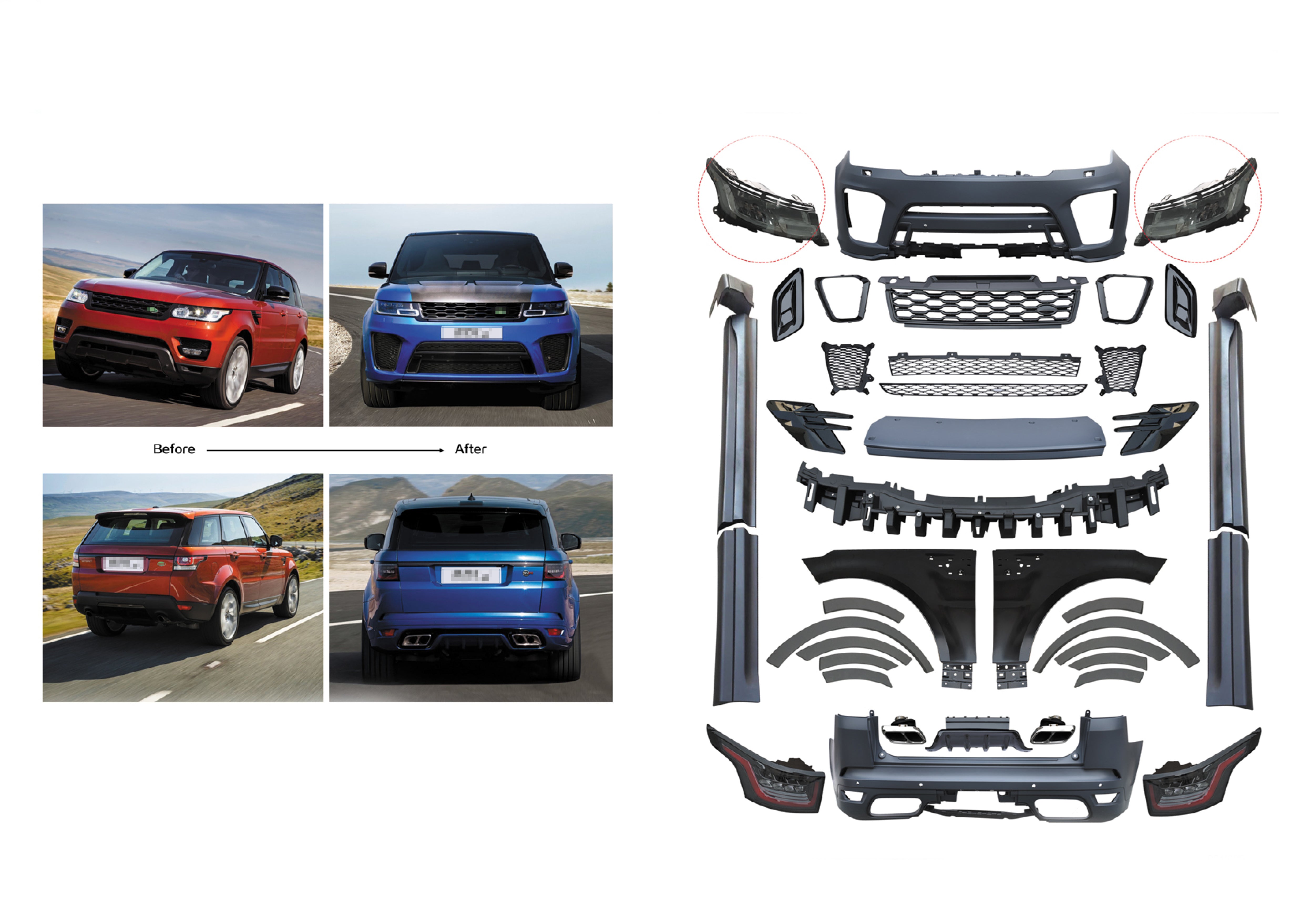 CONVERSION BODY KIT for LAND ROVER RANGE ROVER SPORT L494 2014 - 2017