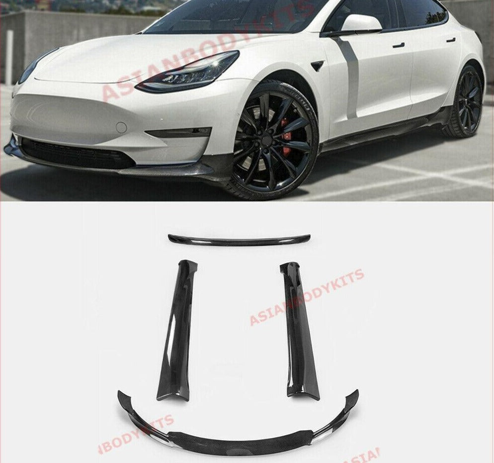 DRY CARBON BODY KIT for TESLA model 3 VRS FRONT LIP SIDE SKIRTS DIFFUSER