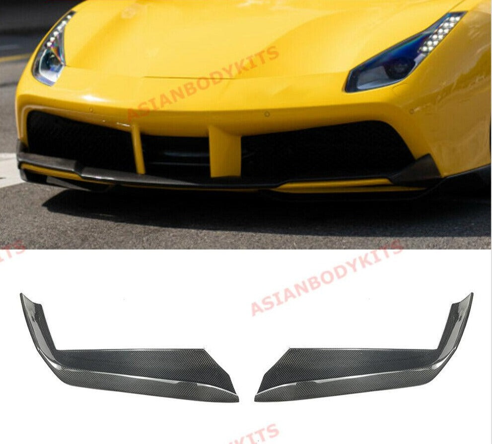 DRY CARBON FIBER FRONT LIP SPLITTERS for FERRARI 488 GTB Spyder 
