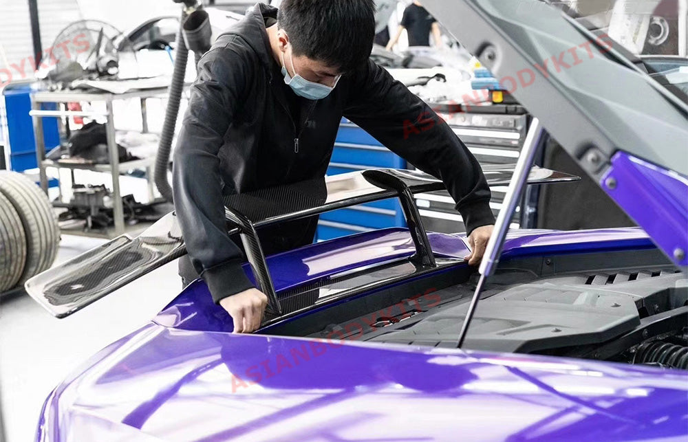 DRY CARBON FIBER REAR SPOILER WING for LAMBORGHINI HURACAN EVO COUPE SPYDER 19+