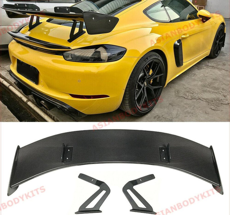 DRY CARBON FIBER REAR WING SPOILER for PORSCHE 718 982 CAYMAN COUPE 2016 - 2025