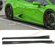 DRY CARBON FIBER SIDE SKIRTS ADDONS for LAMBORGHINI HURACAN LP 580 2017 - 2020