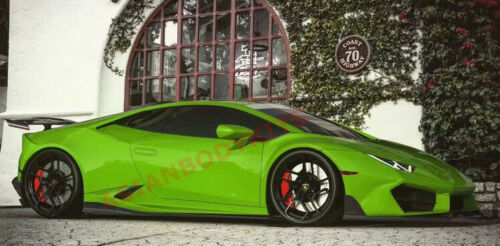 DRY CARBON FIBER SIDE SKIRTS ADDONS for LAMBORGHINI HURACAN LP 580 2017 - 2020