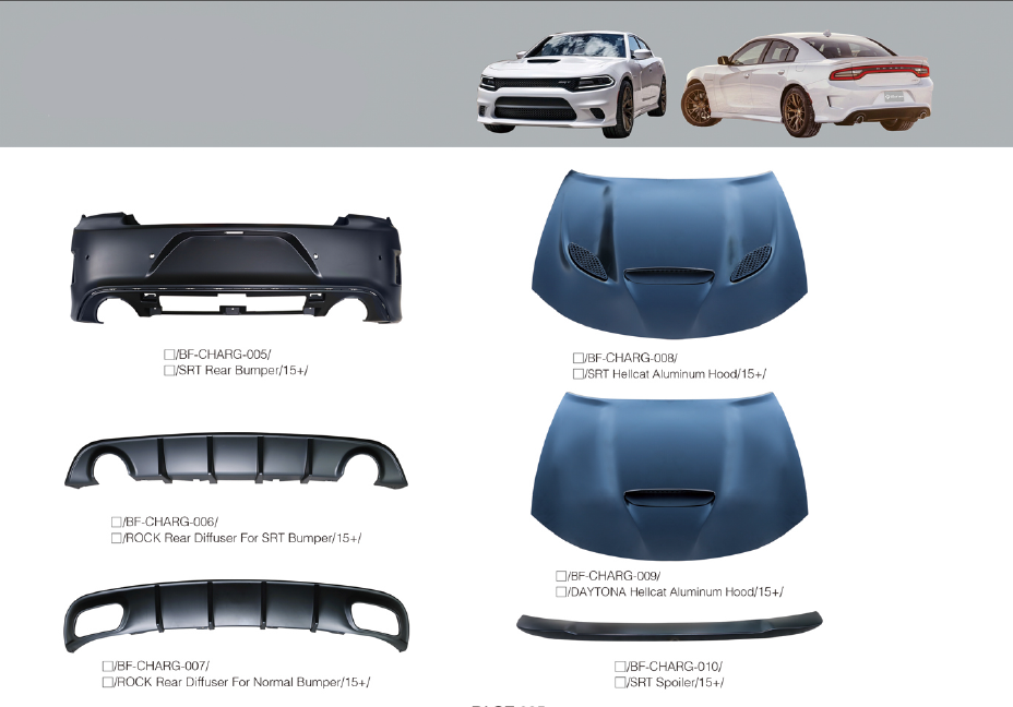 Dodge Rear bumper Rear diffuser Hood Spoiler