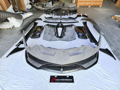 Dry Carbon Fiber Conversion Body Kit For Lamborghini Aventador LP700 LP720 LP750 Upgrade to LP770 SVJ  Set include:  Front Bumper Assembly Side Skirts Side Skirts Add-ons Rear Engine Cover Rear Wing Spoiler With Base Rear Bumper Rear Diffuser Door Panels Material: Dry Carbon  NOTE: Professional installation is required