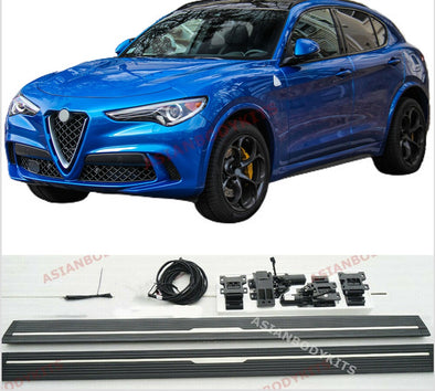 ELECTRIC SIDE STEP RUNNING BOARDS for ALFA ROMEO STELVIO 949 2017 - 2023  Set includes: Side Step Bars Electric Motors with Brackets Fixing Accessories/Control Unit