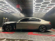 CONVERSION BODY KIT FOR BMW 7 SERIES G12 2016 - 2019 UPGRADE to BMW 7 SERIES G12 FACELIFT 2020 - 2022

Set includes:

Front Bumper Assembly

Hood / Bonnet
Front Fenders
Front Grille
Headlights
Side Skirts
Rear Bumper Assembly
Tail Lights
Rear Diffuser with Exhaust tips

Material: Fiberglass

Note: Professional installation is required. Headlights fit only if you have led headlights, not laser