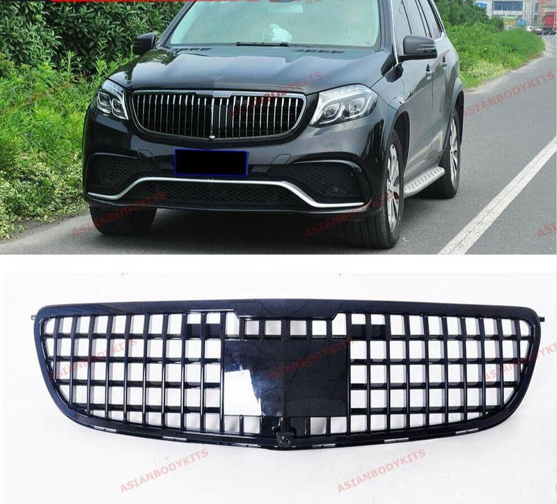 MAYBACH STYLE BLACK FRONT GRILLE for MERCEDES BENZ GLS X166 2015 - 2019