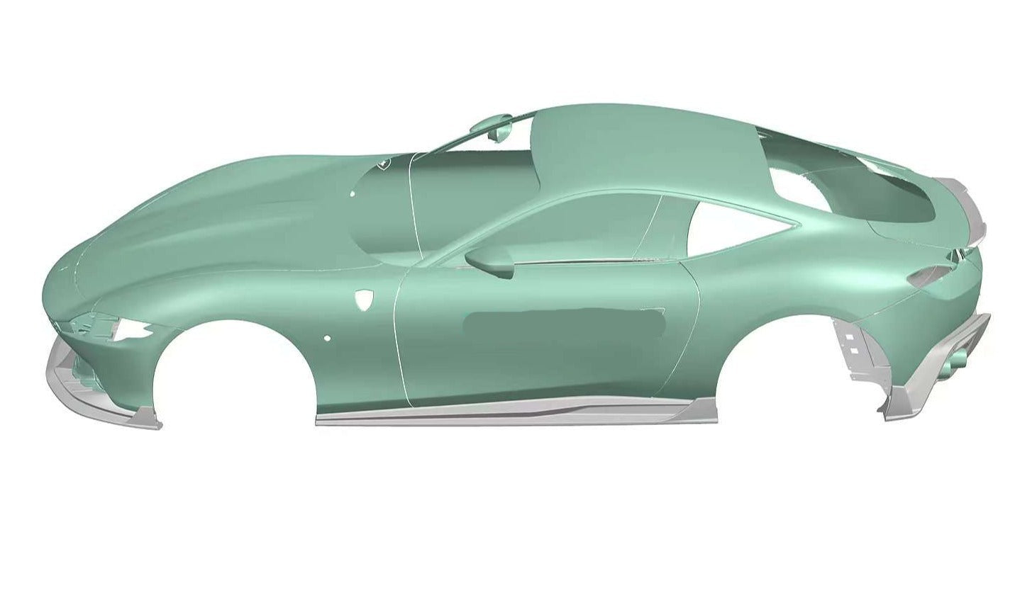 FORZA CARBON AERO KIT for FERRARI ROMA  Set includes:  Front Lip Side skirts Rear Diffuser Rear Spoiler