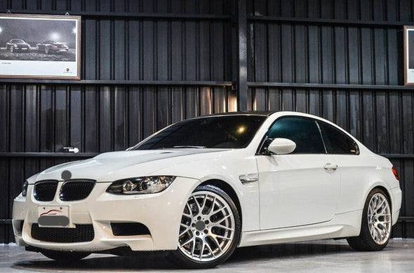 forged wheels rims for BMW E90 E92 E93 M3 2008 - 2012 in 359 style Competition design OEM Wheels fitment size: Front 19 x 9 ET 31 Rear 19 x 10 ET 25 Forged wheels can be produced in any wheel fitment specs by your inquiries, and we can provide our specs. This design in the original are cast wheels, we will make forged ones. This design comes from 2011 M3 Competition package and becomes classic over the years for these models: BMW E90 E92 E93 M3 2008 - 2012 BMW E46 M3 CSL