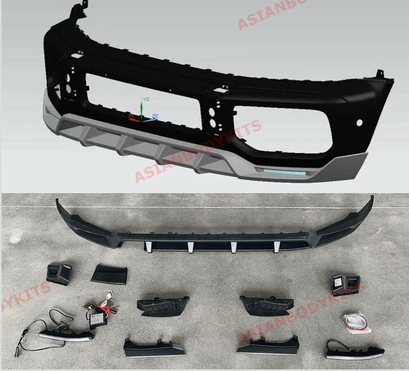 FRONT LIP WITH LED DRL for MERCEDES BENZ G CLASS W463A W464 G63 AMG 2018 - 2024