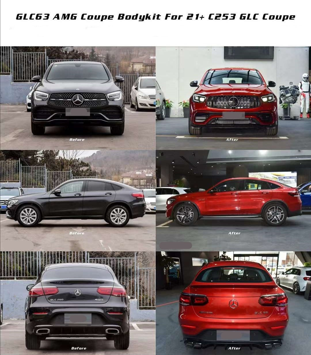 GLC63S Gloss Black Badges Emblems Package For Mercedes GLC63S X253 C253 Exclusive Pack