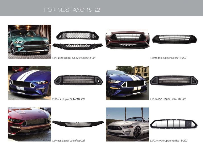 Front and Rear parts for Ford Mustang  2015 - 2022