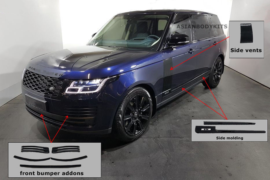 Gloss black painted trim kit for Range Rover Vogue L405 facelift 2018+