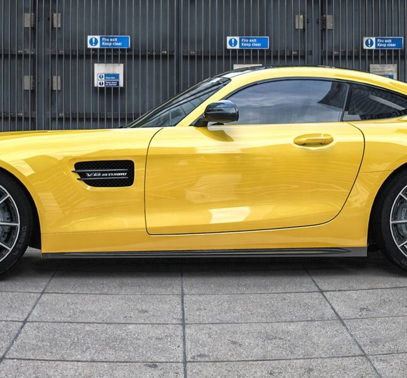 Forza Dry Carbon Side Skirts For Mercedes Benz GT GTS  Set include:  Side Skirts Material: Dry Carbon  Note: Professional installation is required