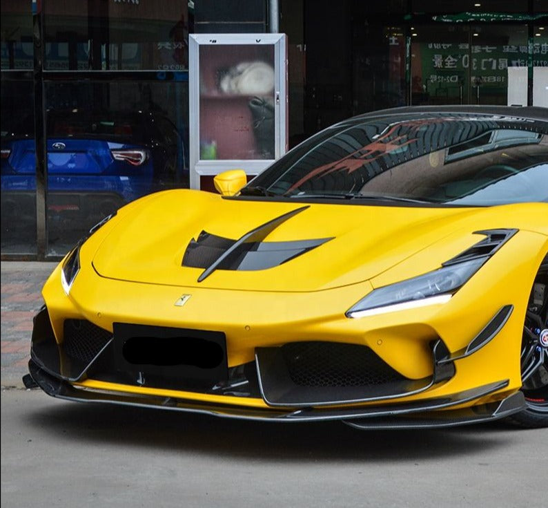 Forza Dry Carbon Front Bumper Air Inlet Trims For Ferrari F8  Set include:   Air Inlet Trims Material: Dry Carbon