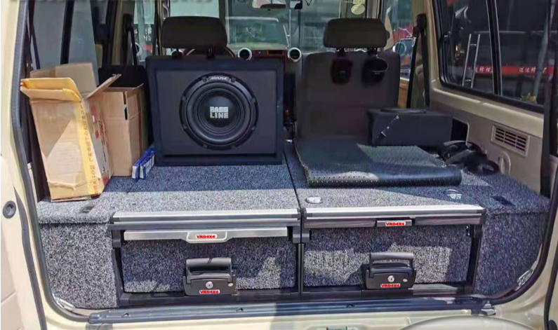 Slide Kitchen Drawer Systems For Land Cruiser 60 LC 60 by Forza Performance  Simplify the storage and organization of equipment and valuables. These lockable drawers with integrated deck and faceplates were designed specifically for the Toyota Land Cruiser 60. Hide the contents from prying eyes, while creating a more convenient and easily accessible storage space in your car. Designed solidly for tough for both on and off-road travel.