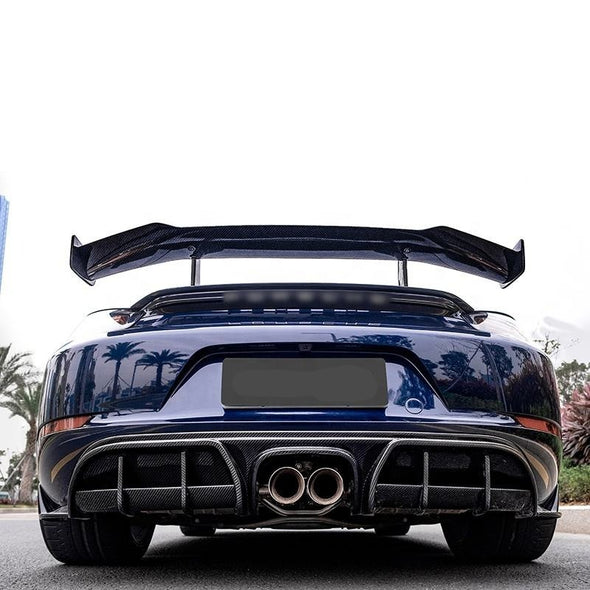 Forza Dry Carbon Rear Bumper Canards For Porsche 718 Cayman Boxter 2016+  Set Incude:  Canards Material: Dry Carbon  Will Fit Only With Our Rear Bumper  NOTE: Professional installation is required. 