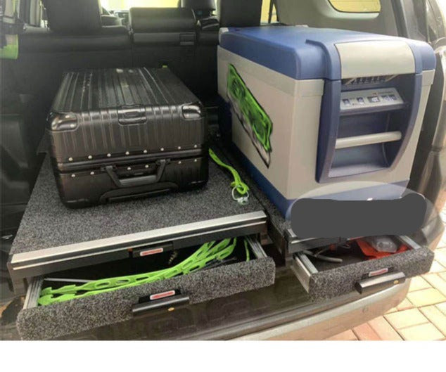 Slide Kitchen Drawer Systems For Toyota 4Runner by Forza Performance  Simplify the storage and organization of equipment and valuables. These lockable drawers with integrated deck and faceplates were designed specifically for the Toyota 4Runner. Hide the contents from prying eyes, while creating a more convenient and easily accessible storage space in your car. Designed solidly for tough for both on and off-road travel.