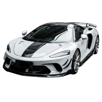 Dry Carbon Body Kit For McLaren GT 2013-2016  Set Include:  Front Lip Front Bumper OEM Part Fron Bumper Air Intake Cover Side Skirts Side Air Intake Cover Rear Diffuser Rear Diffuser Trims Rear Spoiler (2 types) Trunk/Hood Lid Panel Entrance Material: Dry Carbon  CONTACT US FOR PRICING  Note: Professional installation is required. 