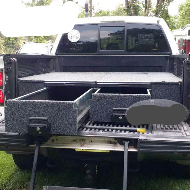 Slide Kitchen Drawer Systems For Toyota Tundra by Forza Performance  Simplify the storage and organization of equipment and valuables. These lockable drawers with integrated deck and faceplates were designed specifically for the Toyota Tundra. Hide the contents from prying eyes, while creating a more convenient and easily accessible storage space in your car. Designed solidly for tough for both on and off-road travel.