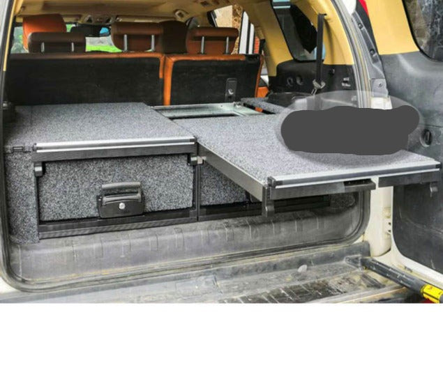 Slide Kitchen Drawer Systems For Land Cruiser Prado 150 LC 150 by Forza Performance  Simplify the storage and organization of equipment and valuables. These lockable drawers with integrated deck and faceplates were designed specifically for the Toyota Land Cruiser Prado 150. Hide the contents from prying eyes, while creating a more convenient and easily accessible storage space in your car. Designed solidly for tough for both on and off-road travel.