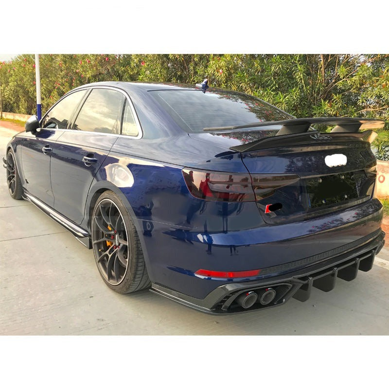 DRY CARBON BODY KIT FOR AUDI S4 B10  Set include:   Front Lip Side Skirt Diffuser Hood Ducktail Spoiler GT Spoiler Bumper Splitter Fog Light Cover MATERIAL: Dry Carbon