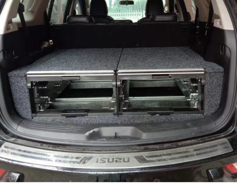 Slide Kitchen Drawer Systems For Isuzu MU-X by Forza Performance  Simplify the storage and organization of equipment and valuables. These lockable drawers with integrated deck and faceplates were designed specifically for the Isuzu MU-X. Hide the contents from prying eyes, while creating a more convenient and easily accessible storage space in your car. Designed solidly for tough for both on and off-road travel.