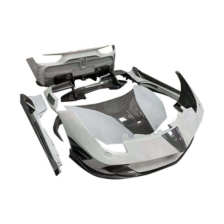 2010-2016 458 Mansory Style Half Carbon Fiber Front Rear Bumper Hood Side Skirts Body Kit For Ferrari 458 Italy And Speciale