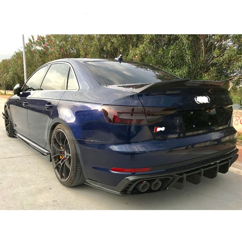 DRY CARBON BODY KIT FOR AUDI S4 B10  Set include:   Front Lip Side Skirt Diffuser Hood Ducktail Spoiler GT Spoiler Bumper Splitter Fog Light Cover MATERIAL: Dry Carbon