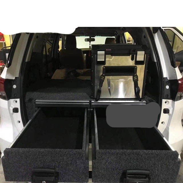 Slide Kitchen Drawer Systems For Toyota Fortuner by Forza Performance  Simplify the storage and organization of equipment and valuables. These lockable drawers with integrated deck and faceplates were designed specifically for the Toyota Fortuner. Hide the contents from prying eyes, while creating a more convenient and easily accessible storage space in your car. Designed solidly for tough for both on and off-road travel.