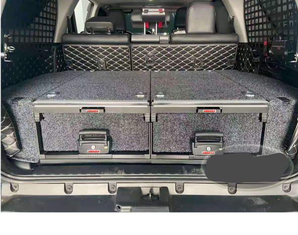 Slide Kitchen Drawer Systems For Toyota 4Runner by Forza Performance  Simplify the storage and organization of equipment and valuables. These lockable drawers with integrated deck and faceplates were designed specifically for the Toyota 4Runner. Hide the contents from prying eyes, while creating a more convenient and easily accessible storage space in your car. Designed solidly for tough for both on and off-road travel.