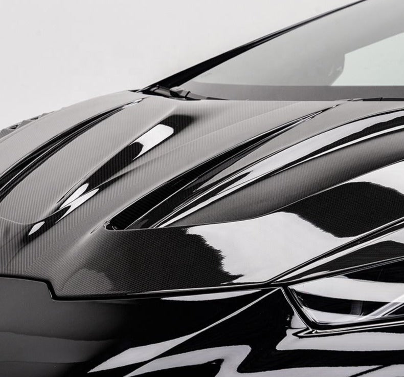 Forza Dry Carbon Front Hood For Lamborghini Huracan EVO RWD  Set include: Hood Material: Dry Carbon  NOTE: Professional installation is required during installation