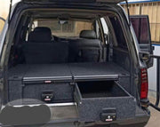Slide Kitchen Drawer Systems For Land Cruiser 80 LC 80 by Forza Performance  Simplify the storage and organization of equipment and valuables. These lockable drawers with integrated deck and faceplates were designed specifically for the Toyota Land Cruiser 80. Hide the contents from prying eyes, while creating a more convenient and easily accessible storage space in your car. Designed solidly for tough for both on and off-road travel.