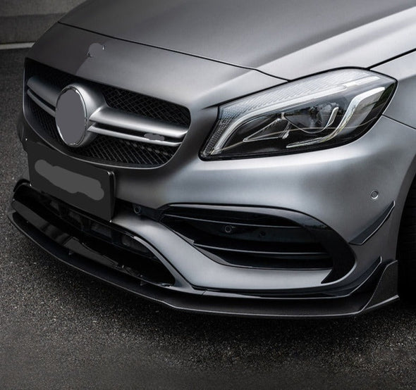 Forza Carbon Front Lip For Mercedes Benz A Class A45 AMG   Set include: Front Lip Material: Carbon  Note: Professional electrician installation is required