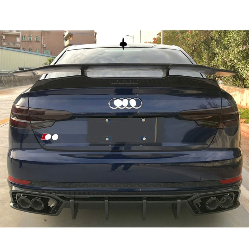 DRY CARBON BODY KIT FOR AUDI S4 B10  Set include:   Front Lip Side Skirt Diffuser Hood Ducktail Spoiler GT Spoiler Bumper Splitter Fog Light Cover MATERIAL: Dry Carbon