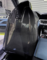 OEM DRY CARBON FIBER SEAT BACK COVER SHELL SKIN TRIM FOR M3 G80 M4 G82 2020+  Set include:    Seat Back Cover Shell Skin Trim Material: Carbon Fiber NOTE: Professional installation is required
