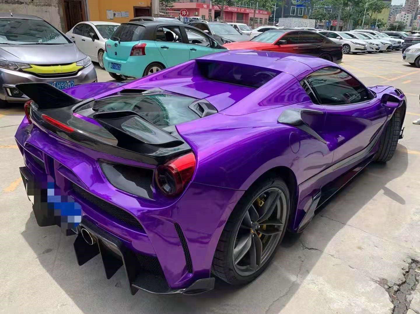 488GTB FRP+CF Material Mansory Style Front Rear Bumper Spoiler Side Skirts Engine Hood Bonnet Wide Body Kit For Ferrari 488 GTB