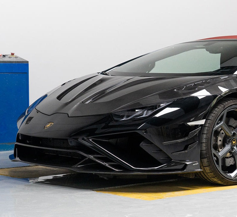 Forza Design Dry Carbon Front Bumper For Lamborghini Huracan EVO RWD 2020+  Set include: Front Bumper Material: Dry Carbon  NOTE: Professional installation is required during installation