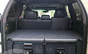 Slide Kitchen Drawer Systems For Land Cruiser Prado 120 LC 120 by Forza Performance  Simplify the storage and organization of equipment and valuables. These lockable drawers with integrated deck and faceplates were designed specifically for the Toyota Land Cruiser Prado 120. Hide the contents from prying eyes, while creating a more convenient and easily accessible storage space in your car. Designed solidly for tough for both on and off-road travel.