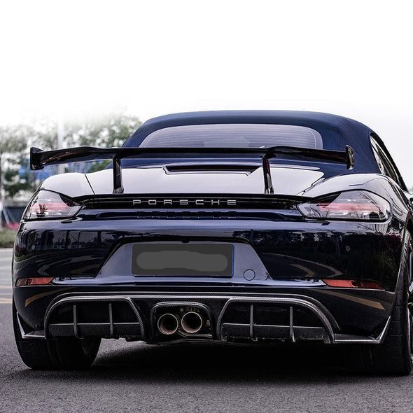 Forza Dry Carbon Rear Diffuser For Porsche 718 Cayman Boxter 2016+  Set Incude:  Rear Diffuser Material: Dry Carbon  NOTE: Professional installation is required. 