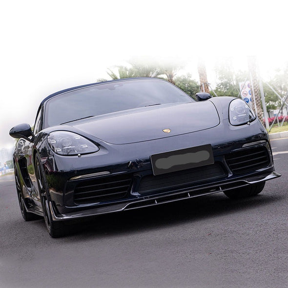 Forza Dry Carbon Front Lip For Porsche 718 Cayman Boxter 2016+  Set Incude:  Front Lip Material: Dry Carbon  NOTE: Professional installation is required. 