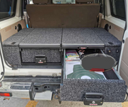 Slide Kitchen Drawer Systems For Land Cruiser 76 LC 76 by Forza Performance  Simplify the storage and organization of equipment and valuables. These lockable drawers with integrated deck and faceplates were designed specifically for the Toyota Land Cruiser 76. Hide the contents from prying eyes, while creating a more convenient and easily accessible storage space in your car. Designed solidly for tough for both on and off-road travel.