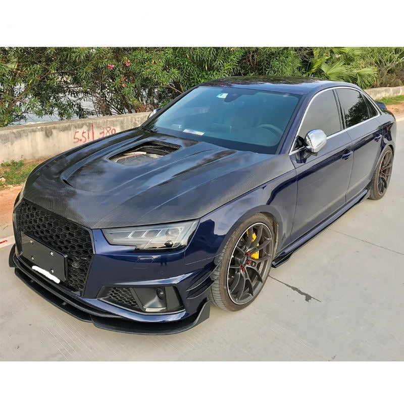 DRY CARBON BODY KIT FOR AUDI S4 B10  Set include:   Front Lip Side Skirt Diffuser Hood Ducktail Spoiler GT Spoiler Bumper Splitter Fog Light Cover MATERIAL: Dry Carbon