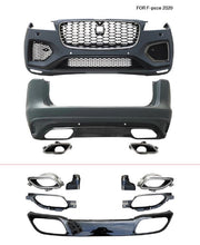 BODY KIT for JAGUAR F-PACE 2020

Set includes:

Front Bumper
Front Grille
Rear Bumper
Exhaust Tips

Material: PP+ABS

NOTE: Professional installation is required.