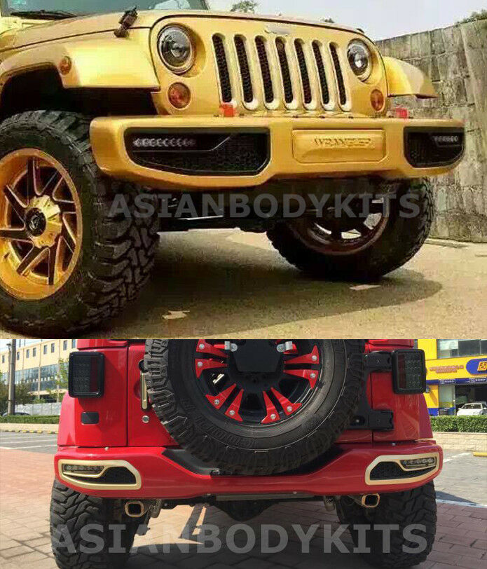 FRONT & REAR BUMPERS with LED for Jeep Wrangler (JK) 2007-17 | 10th Anniversary style