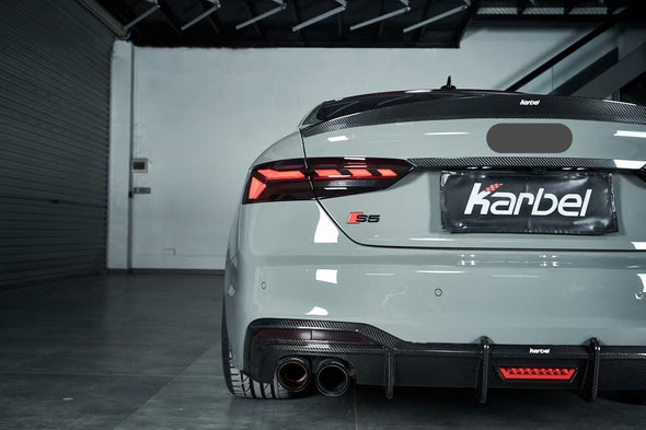 KARBEL CARBON DRY CARBON FIBER REAR DIFFUSER VER.1 WITH BRAKE LIGHT FOR AUDI S5 & A5 S LINE 2020-ON B9.5