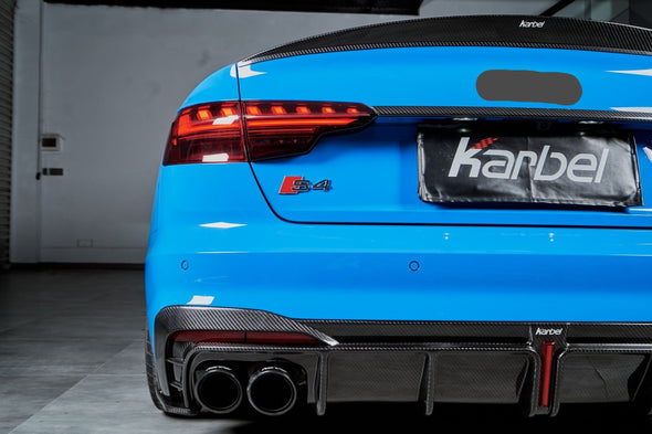 KARBEL CARBON DRY CARBON FIBER REAR DIFFUSER VER.1 WITH BRAKE LIGHT FOR AUDI S4 2020-ON B9.5