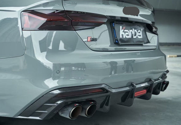 KARBEL CARBON DRY CARBON FIBER REAR DIFFUSER VER.1 WITH BRAKE LIGHT FOR AUDI S5 & A5 S LINE 2020-ON B9.5